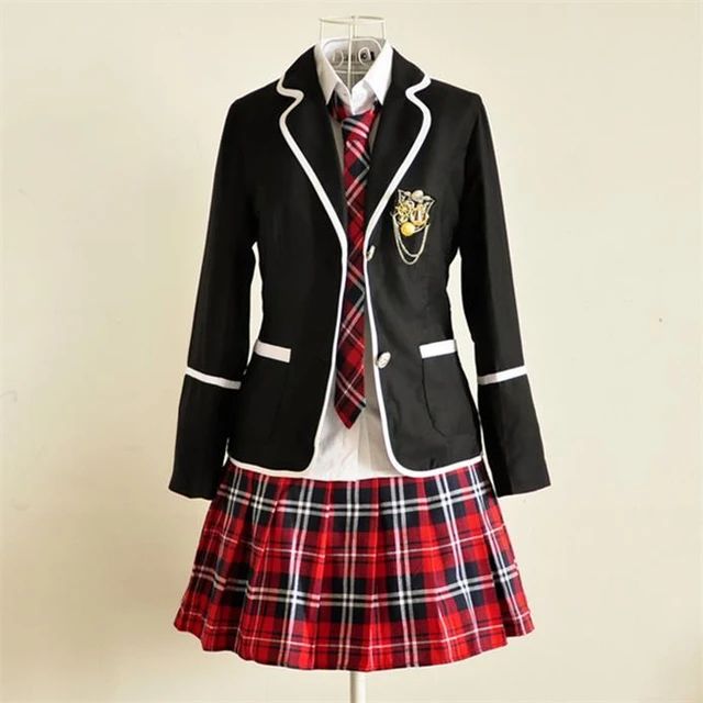 black coat shirt skirt for girls uniform