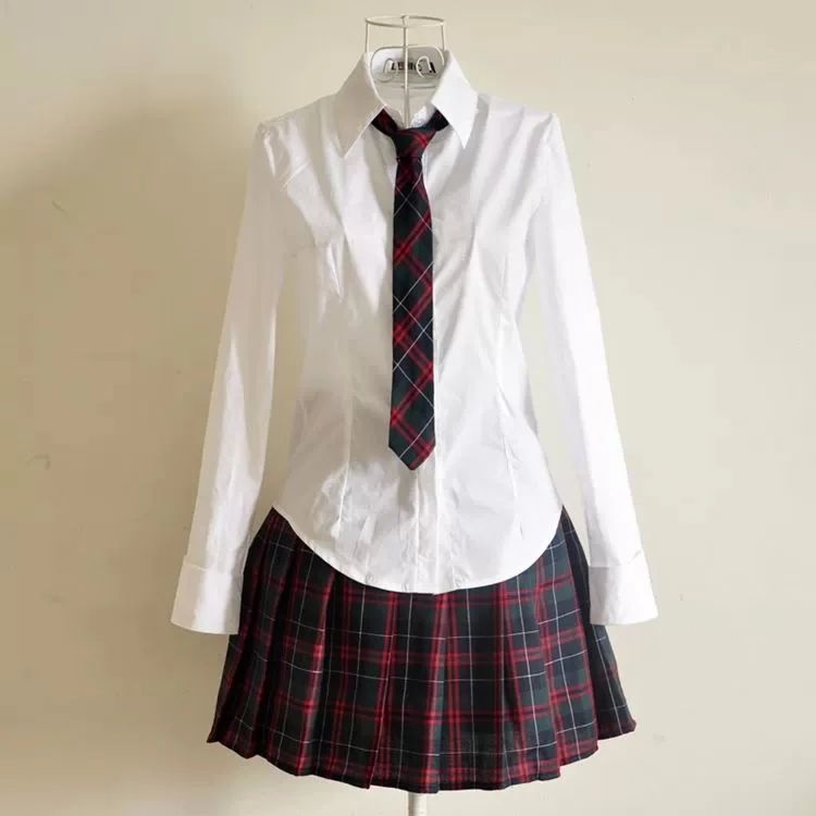 white shirt tie skirt for girls uniform