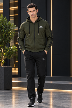 Men’s Premium Olive Green & Black Tracksuit