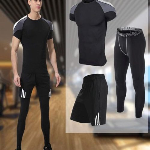 Men-s-Gym-Clothing-Sport-Wear 4 Pcs